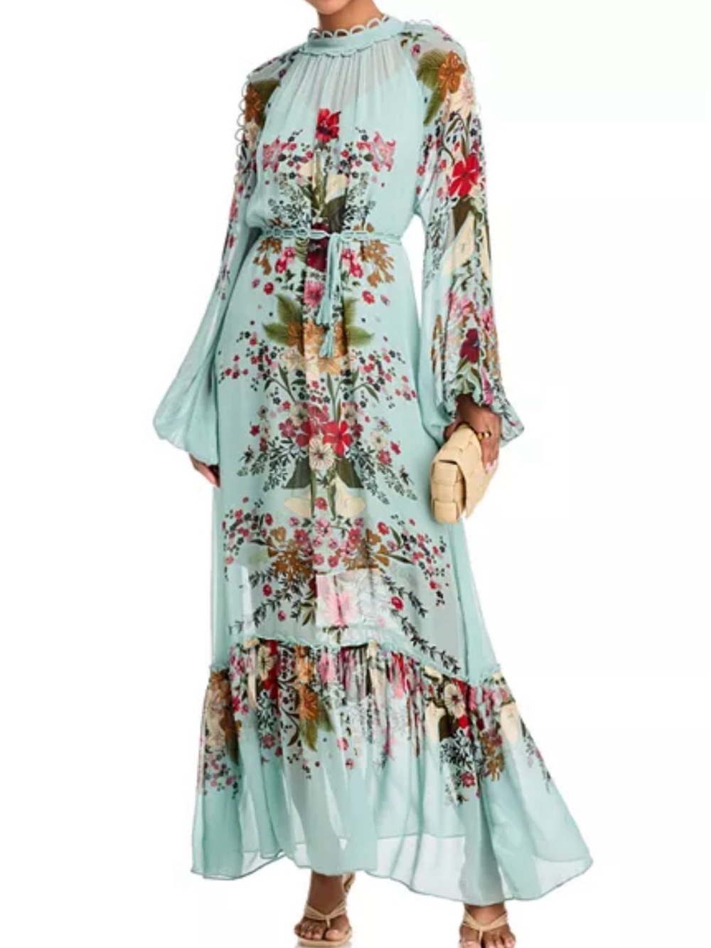 FARM Rio Mint Floral Long Sleeve Maxi Dress - Picture 3 of 9